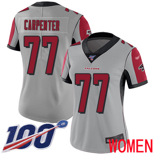 Atlanta Falcons Limited Silver Women James Carpenter Jersey NFL Football #77 100th Season Inverted Legend->women nfl jersey->Women Jersey
